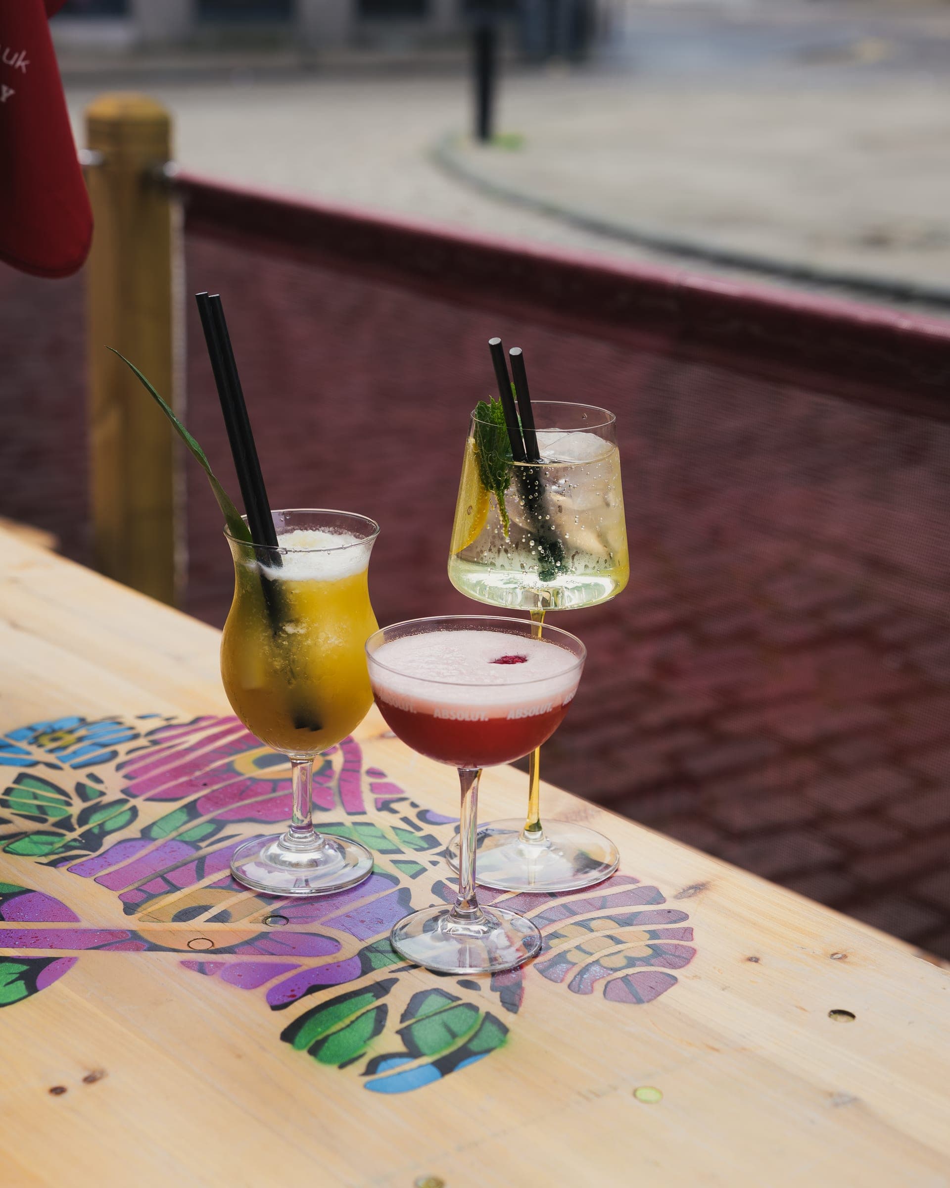Cocktails on the Tilted Wig terrace